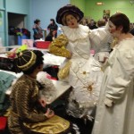 Karen, Andrea and Maureen in various states of costume.